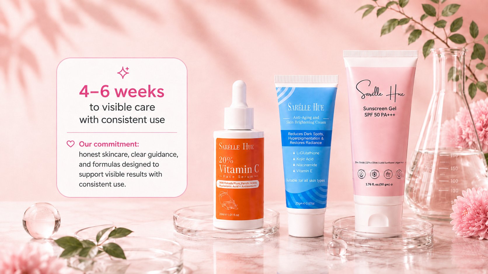 Sarelle Hue skincare products — Our Story